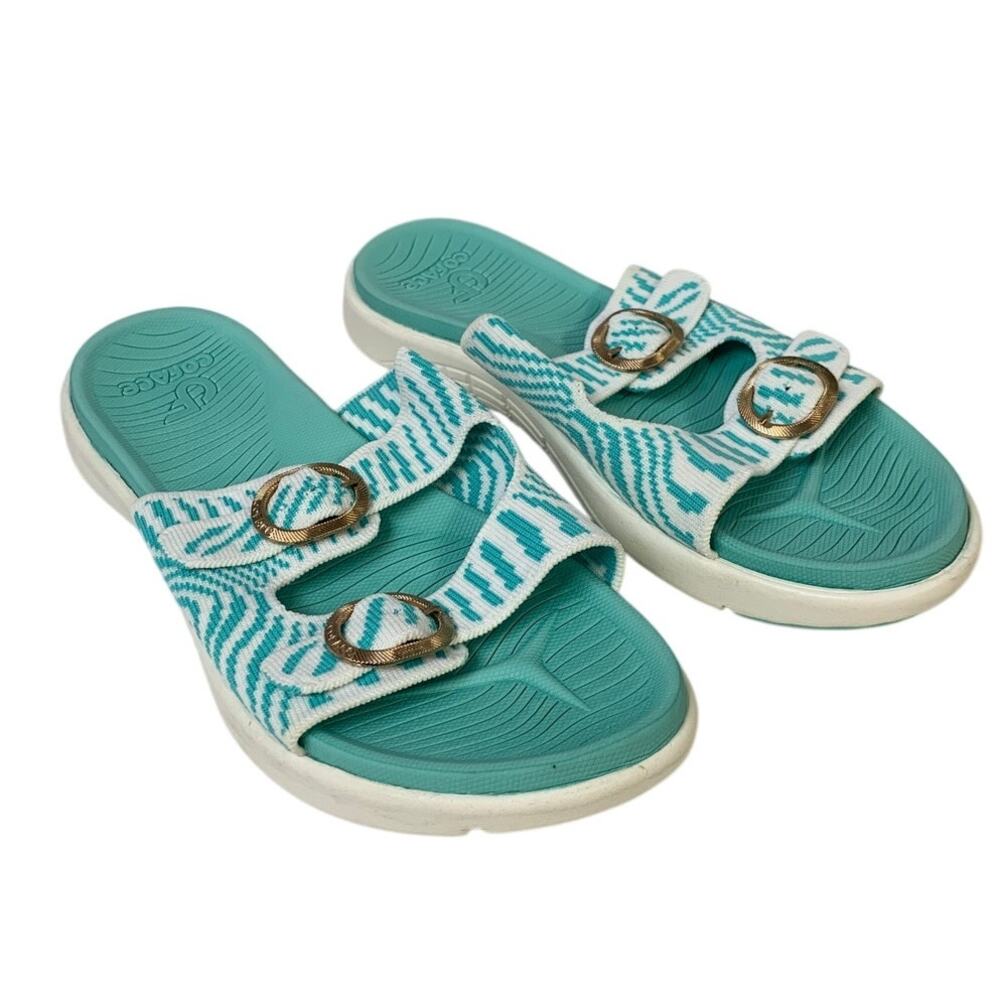 Coface Womens Size 8.5 Blue Sandal Open Round Toe Adjustable Strap Slip On Shoes